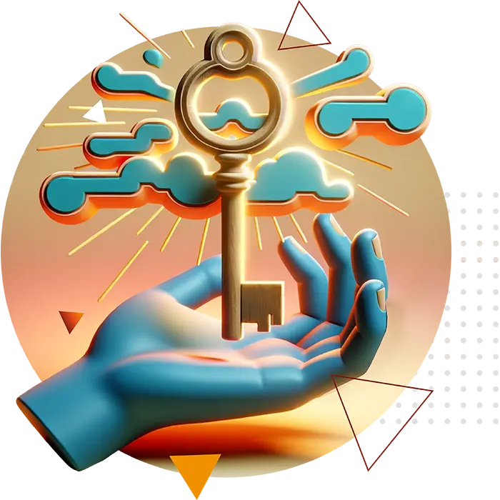 Hand holding a hovering key